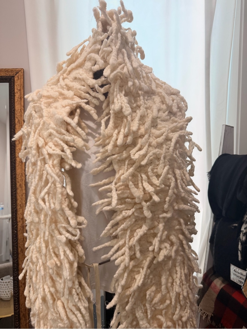 Ann Demeulemeester Cream Shaggy Fringe Drawstring Detail - Picture 10 of 10